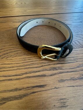 Avignon Women’s Green Suede Leather Belt large Gold Buckle made in‎ USA Size S